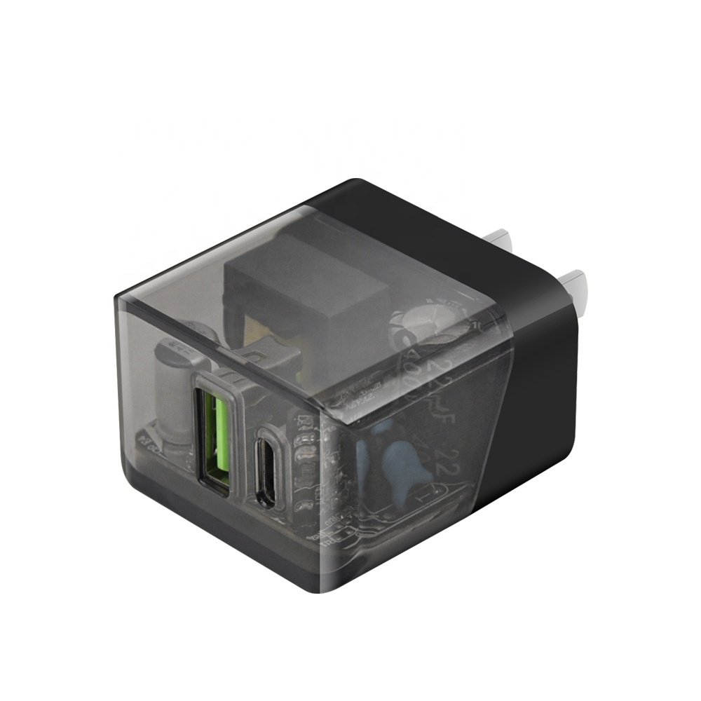 Phone accessory Charging USB Charger 20W PD Adapter Gan chargers Electronics Power Supply With transparent design