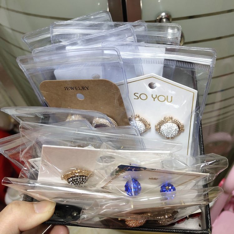 Custom Plastic Bag With Zipper PVC EVA Make Up Tool Earrings Bracelet Necklace Pendants Accessories Packaging Slider Ziplock Bag