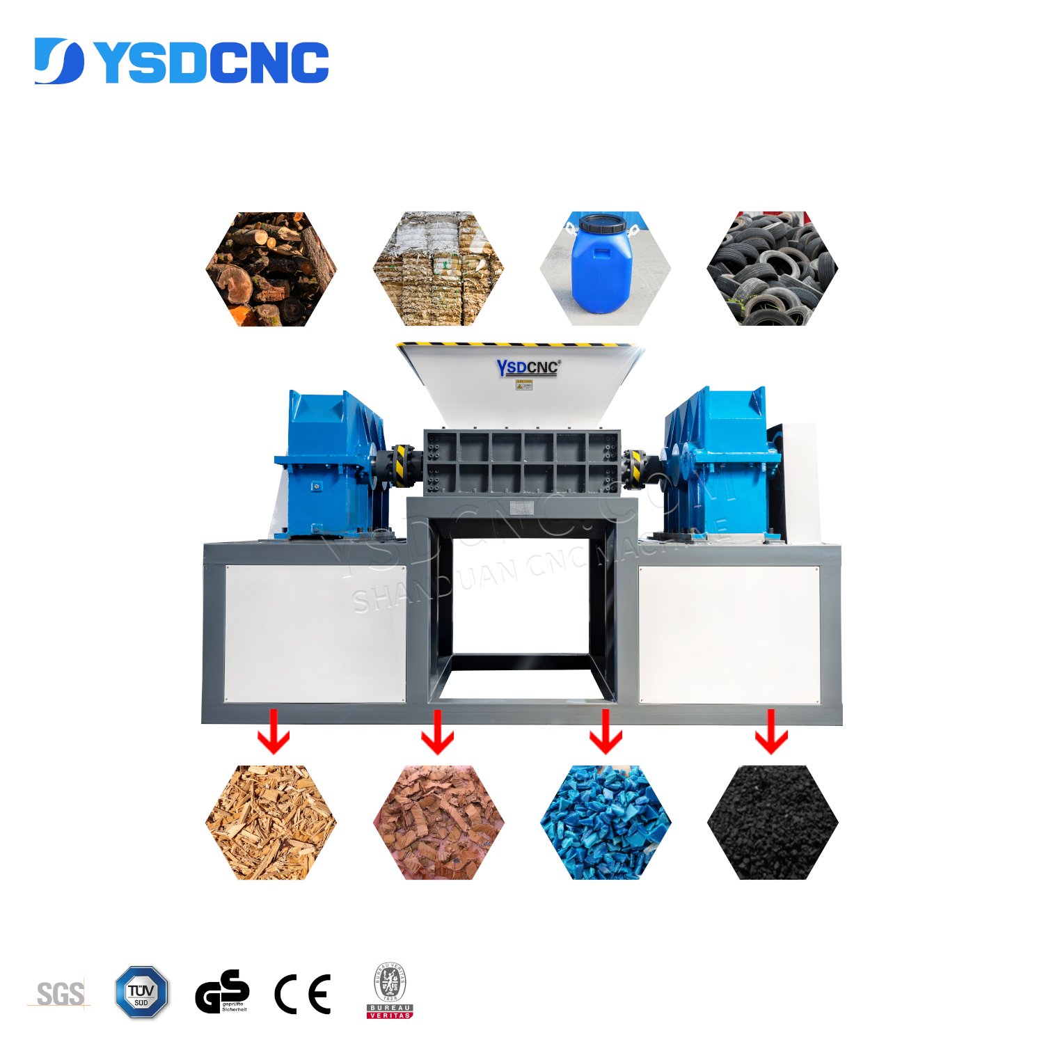 Large Capacity Steel Aluminum Scrap Shredding Machines Car Body Crusher Two Shaft Metal Shredder for Recycling