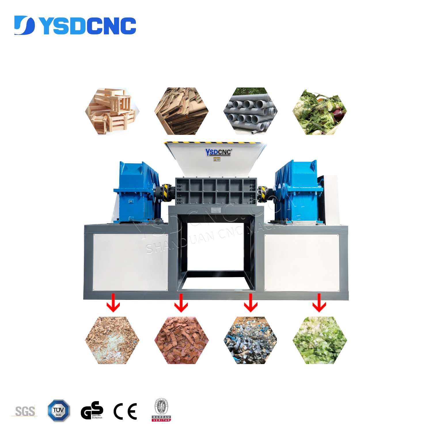 Large Capacity Steel Aluminum Scrap Shredding Machines Car Body Crusher Two Shaft Metal Shredder for Recycling
