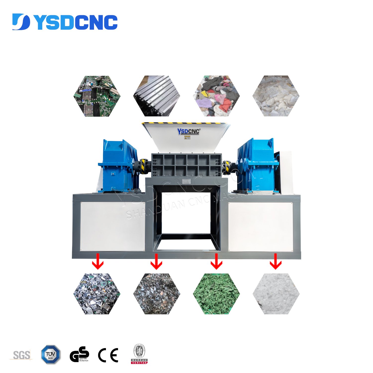 Large Capacity Steel Aluminum Scrap Shredding Machines Car Body Crusher Two Shaft Metal Shredder for Recycling