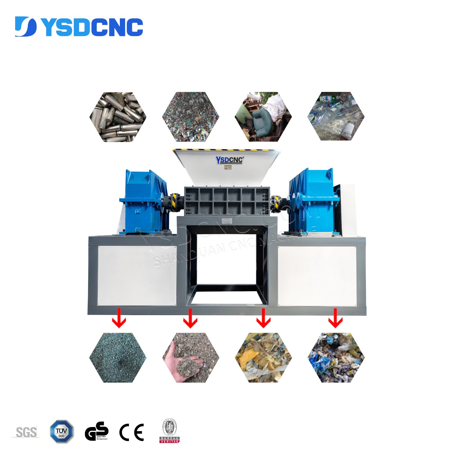 Large Capacity Steel Aluminum Scrap Shredding Machines Car Body Crusher Two Shaft Metal Shredder for Recycling