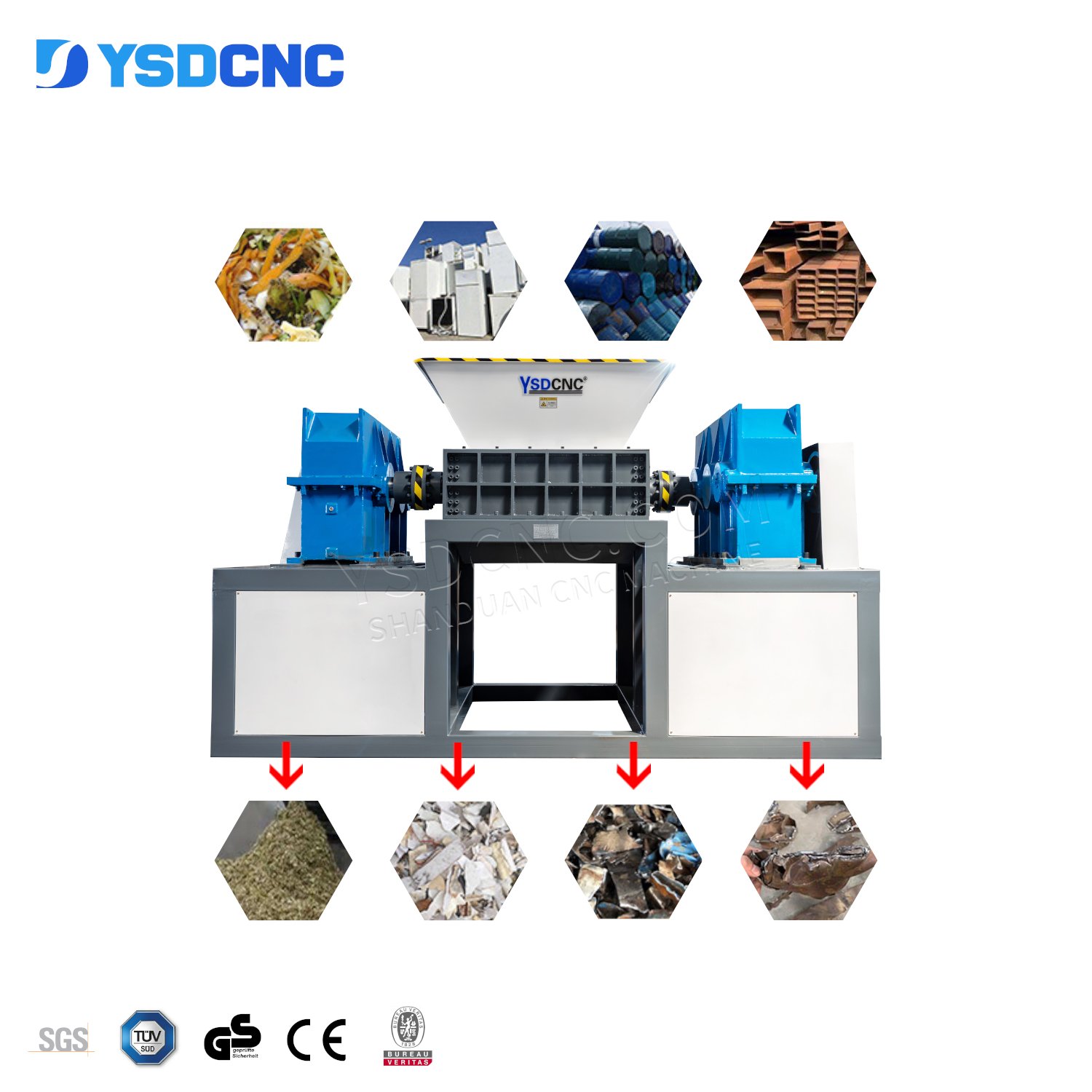 Large Capacity Steel Aluminum Scrap Shredding Machines Car Body Crusher Two Shaft Metal Shredder for Recycling