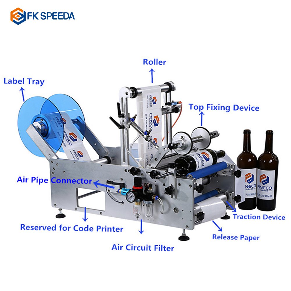 Tabletop Corner Label Applicator Vinyl PET PP Roll to Roll Film Ticket Inspection Pasting Labeling Machine for Ball Pen Sardines