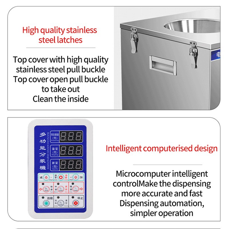 Low Price Commercial Semi Auto Control Panel Sachet Packing Flour Cereal Seed Quantitative Weighing Dispensing Packing Machine