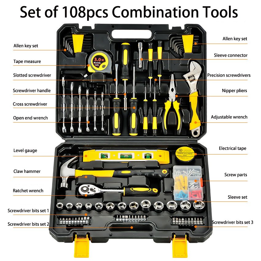 Home Hand Tool Set Household Woodworking Combination Toolbox Auto Repair Kits Electric Tool Box Gift Toolkit Manual Garden Tools