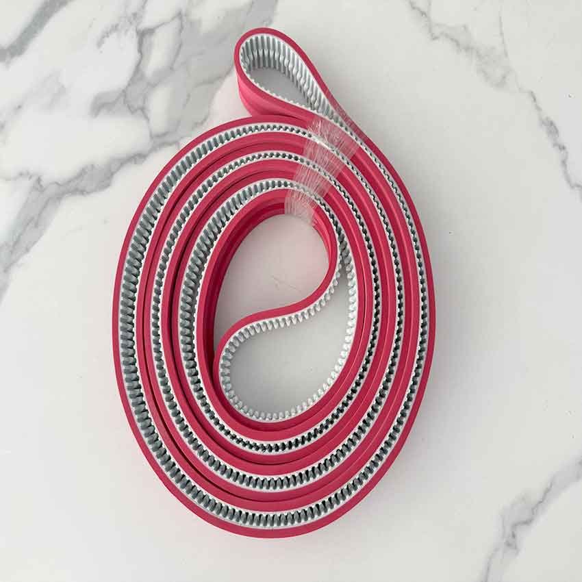 TK5 pu timing belt with red rubber and u groove