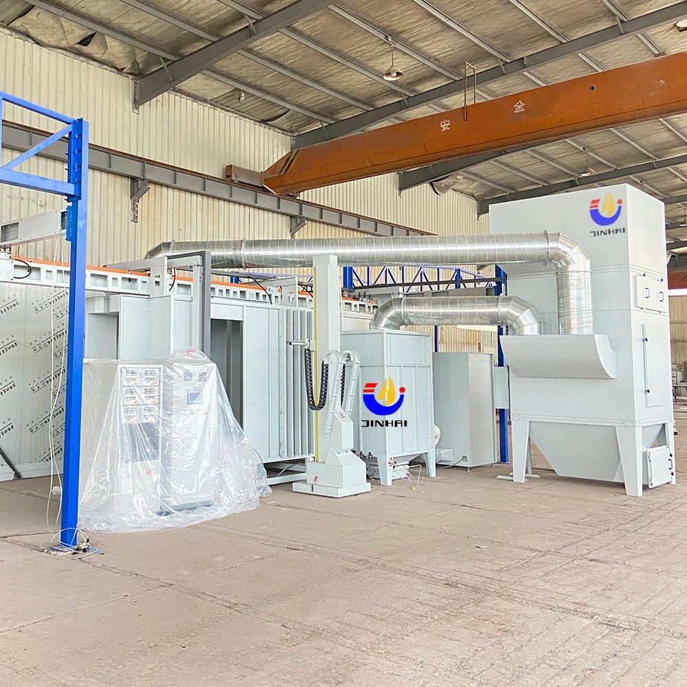 JINHAI Powder Coating Equipment System Auto Painting Booth Powder Coating Curing Oven with Cross Track System for Metal Painting