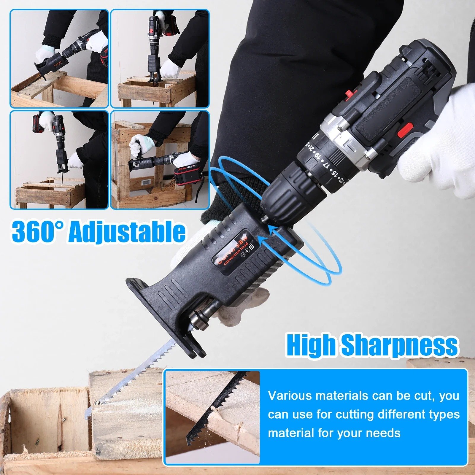Reciprocating Saw Multifunctional Woodworking Tools Electric Drill Modified To Electric Saws Household Chainsaw Conversion Head