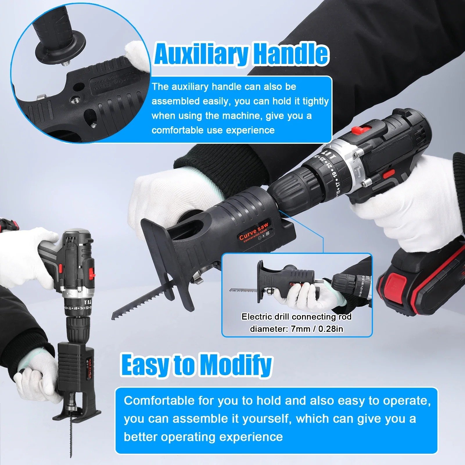 Reciprocating Saw Multifunctional Woodworking Tools Electric Drill Modified To Electric Saws Household Chainsaw Conversion Head