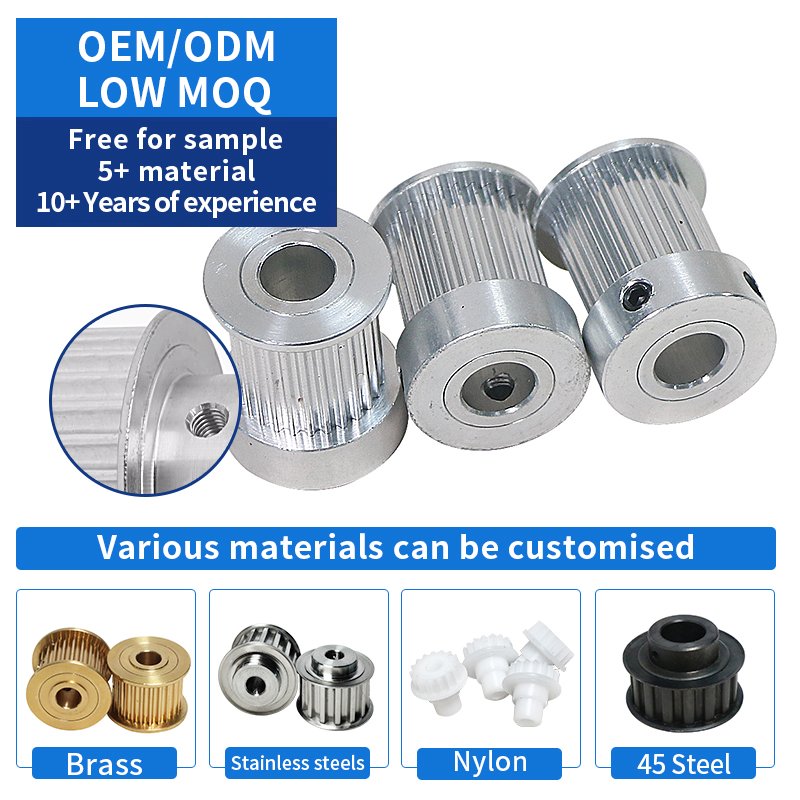 ROHS Certification S2M 20/22/24 Teeth Timing Belt Pulley Aluminum Inner Bore 5/7/8mm Belt Width for Inkjet Printers