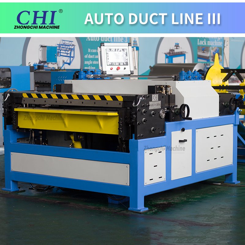 ZCJX Brand HVAC Duct Forming Cnc Auto Air Rectangular Duct Machine Line 3 Decoiler Hvac Duct Coil Line III