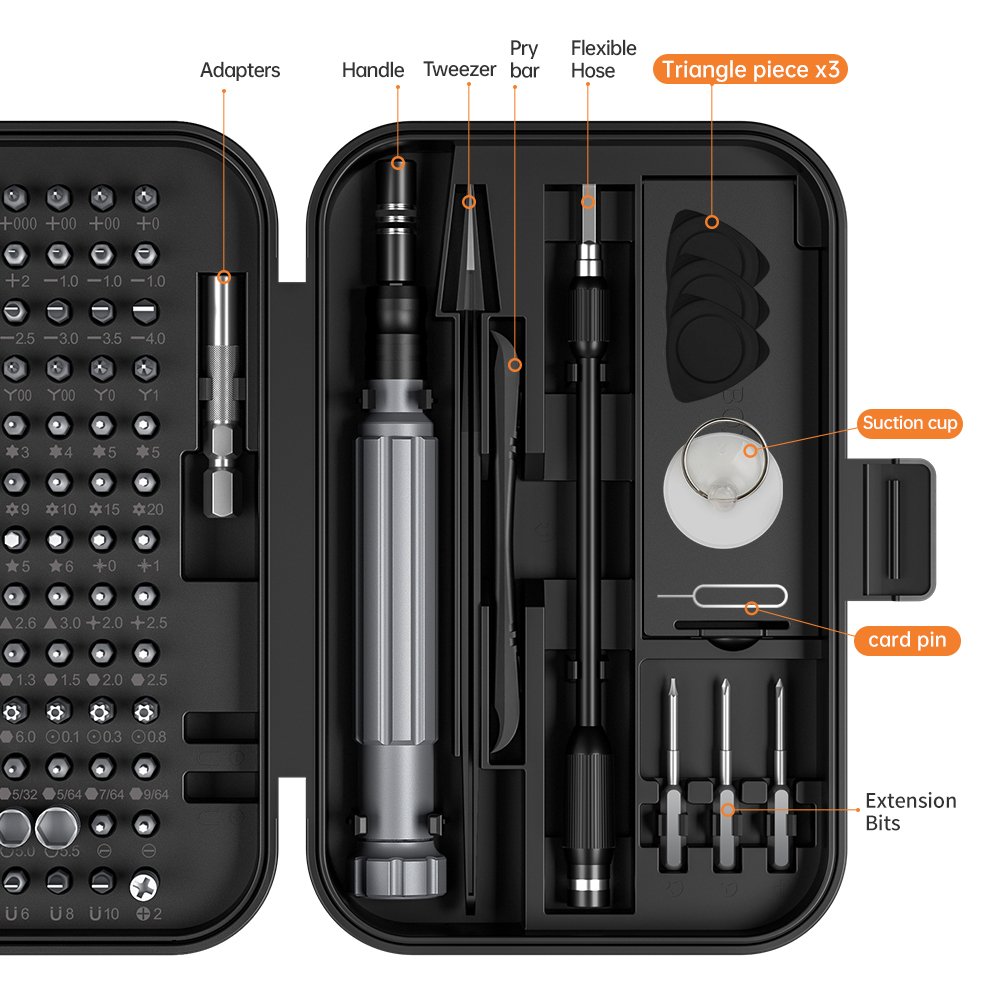 130 in 1 with 120 bits Repair Tool Kit, Magnetic Screwdriver Set with mini built-in box for Electronics iPhone