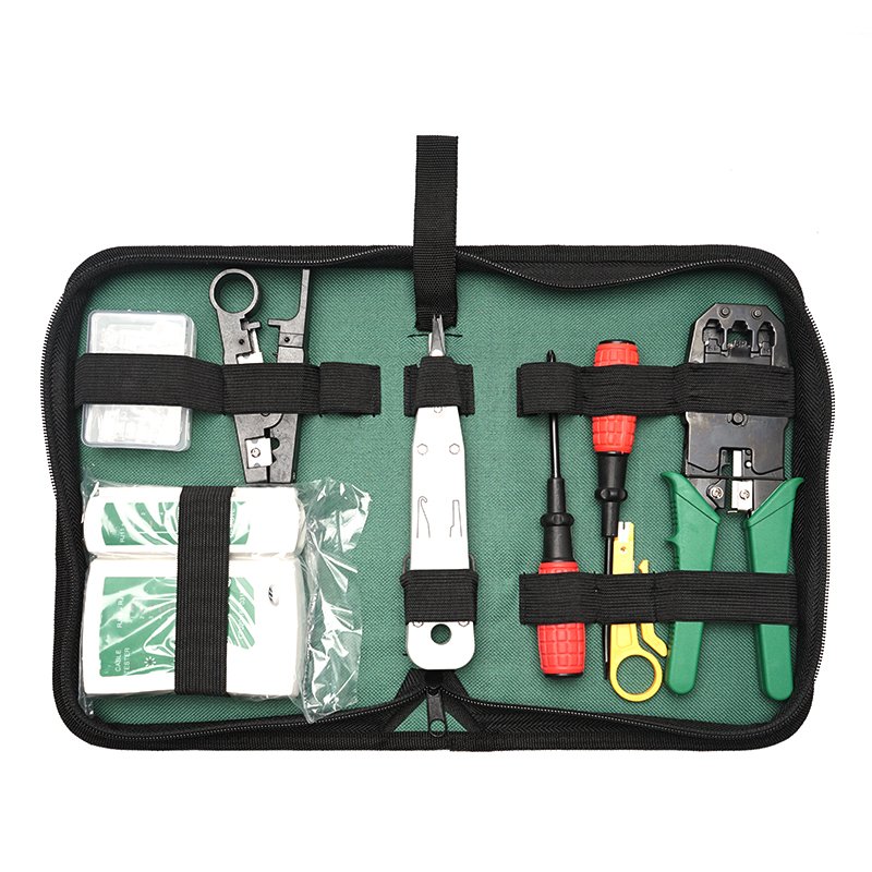 12 in 1 Ethernet Cat5 Cat5e LAN Cable DIY Network Kit in Bag UTP STP RJ45 RJ11 RJ12 Carbon Steel Crimping networking Tool Set