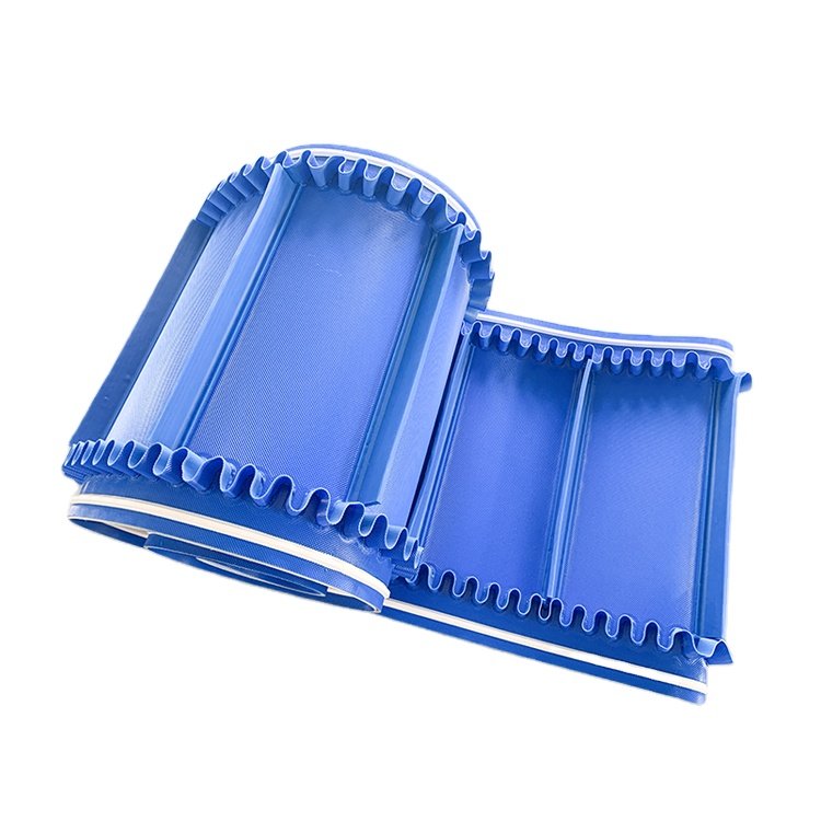 Customized wear resistant blue side wall skirts bucket PVC conveyor belt