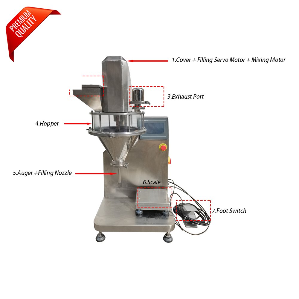 Semi Auto Manual Table Top Dry Flour Spice Chili Powder Filling Machine Small Auger Filler