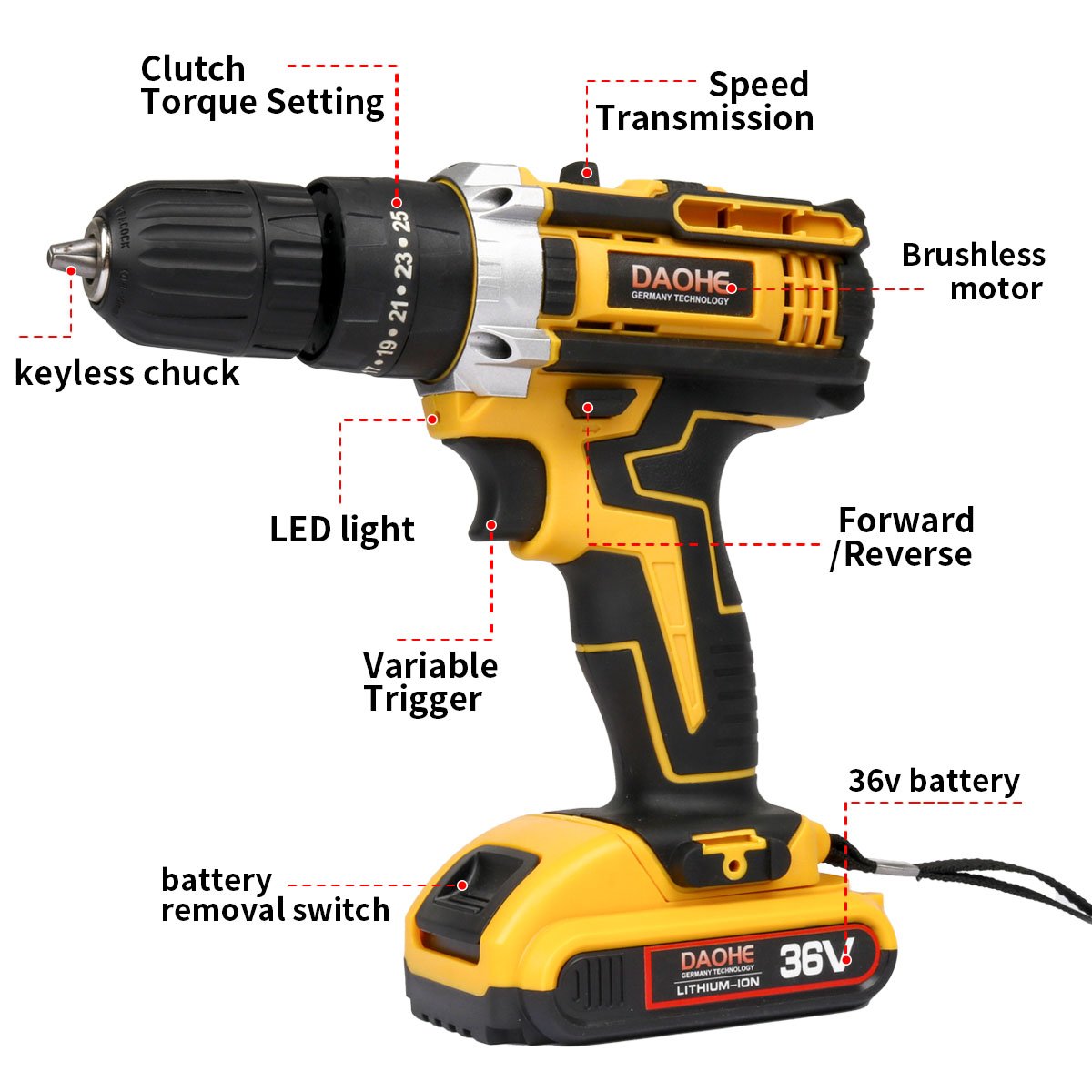 Combination Tool Set Portable Cordless Drill Wireless Lithium Electric Impact Drills Rechargeable Battery Power Screwdriver Kits