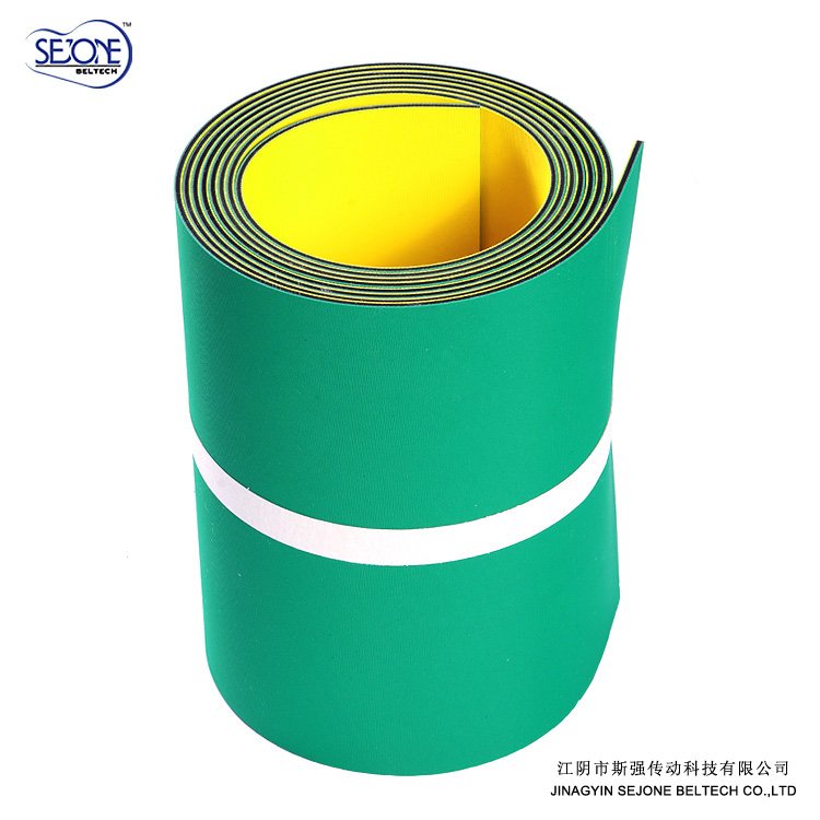 2.5MM yellow/green Rubber flat transmission belt high energy saving and antistatic belt
