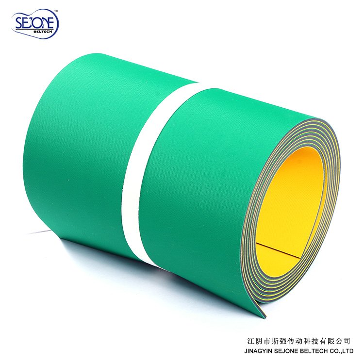 2.5MM yellow/green Rubber flat transmission belt high energy saving and antistatic belt