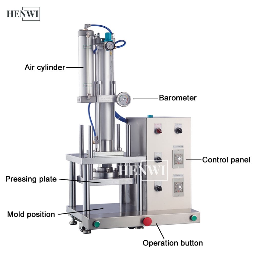 Henwi Desktop Type Powder Pressing Machine Blush Brow Bronzer Shimmering Pressed Based Power Highlight Cake Presser Equipment
