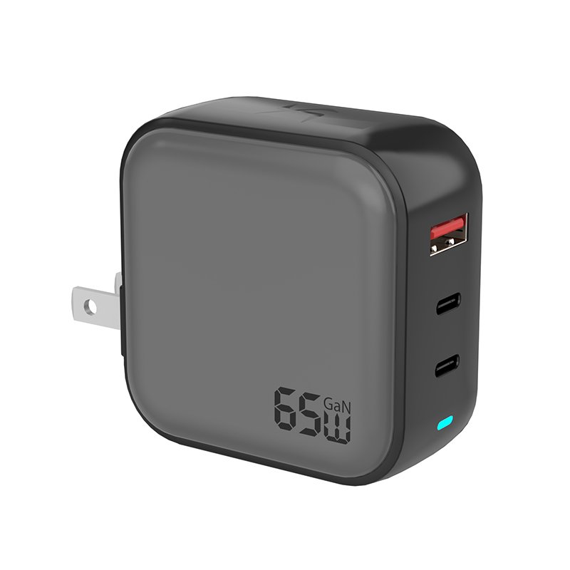 New Design UK Plug 3 Ports GaN USB Type C Phone Power Adapter High Speed 65W Wall Charger