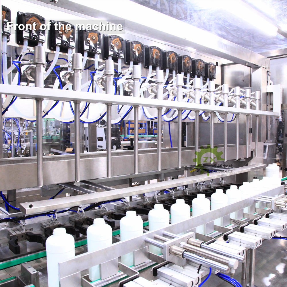 ZXSMART Auto Tracking Four Head Gel Dishwashing Fluid Bleach Water Bottling Liquid Detergent Filling and Capping Machine
