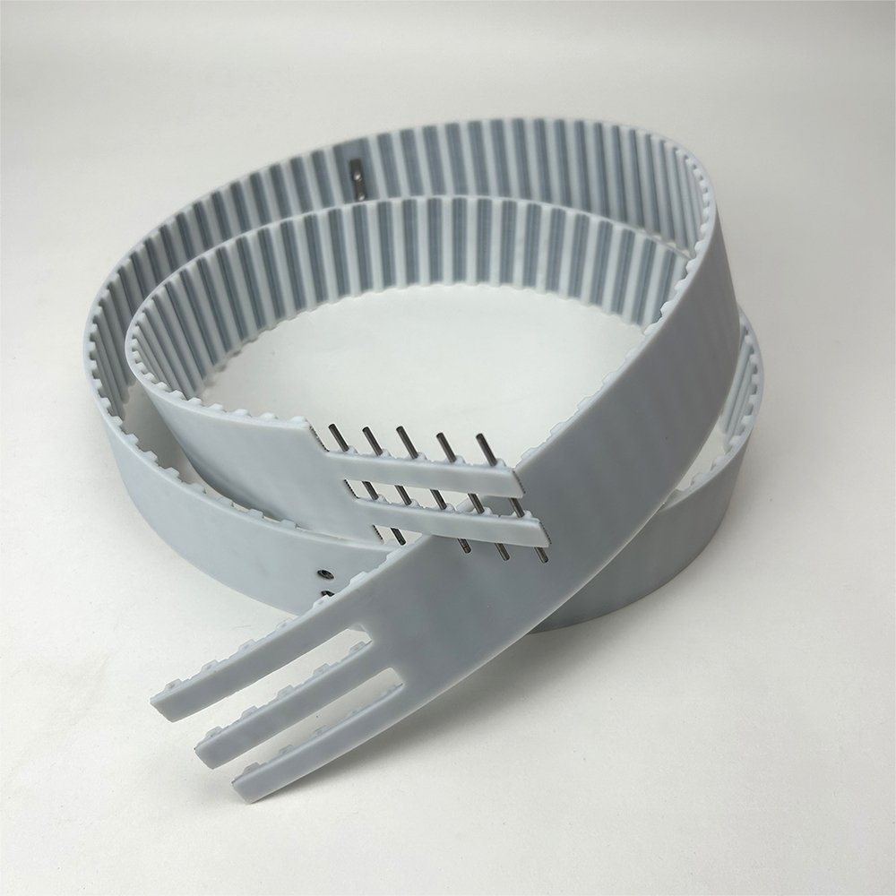 pu timing belt with punching/grinding/adding cleats process for special mechanical equipment