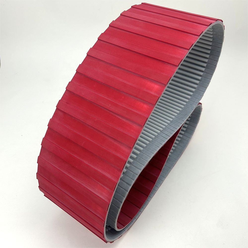pu timing belt with punching/grinding/adding cleats process for special mechanical equipment