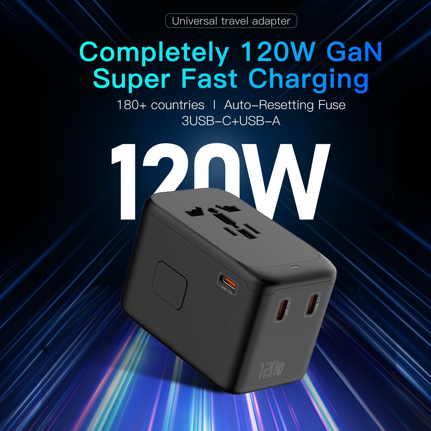 2024 multi adapter UK EU Fast Charging Charger Mobile Phone with Type C Port fast charging type-c wall charger travel adapter