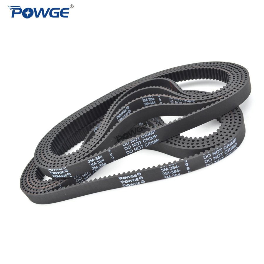 POWGE HTD 3M Synchronous Timing belt Pitch length 360/363/366/369/372/375/378/381/384/187/390/393mm Width 9mm Rubber closed loop