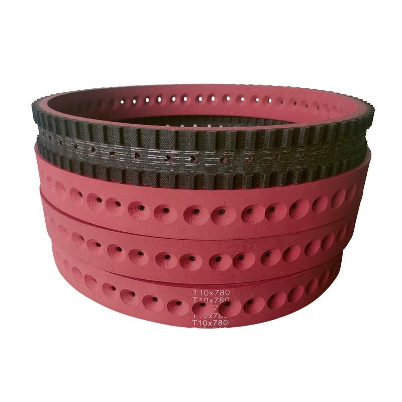 Factory Price Slotted Perforated Countersunk Holes And Red Rubber Polyurethane PU Coating Pu Timing Belts Synchronous Belt