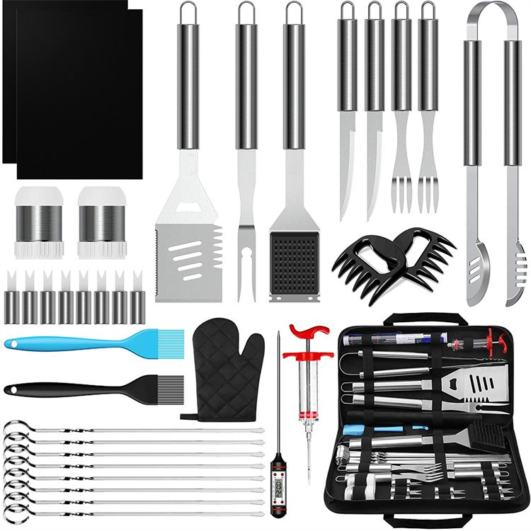 Stainless Steel Barbecue Tool Kits Grill Accessories Set for Backyard Outdoor Camping with Cloth Bag