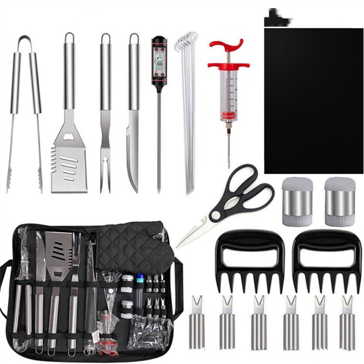 Stainless Steel Barbecue Tool Kits Grill Accessories Set for Backyard Outdoor Camping with Cloth Bag
