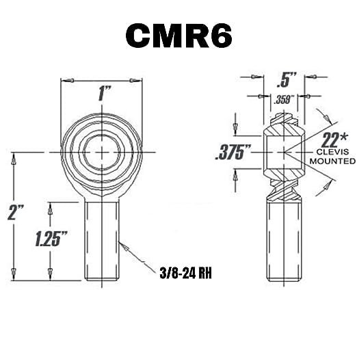 Rod End 3/8 x 3/8-24 ECM6 Male Economy Right Hand Rod End Bearing with Jam Nuts Included Heim Joint Rod End Bearing Direct
