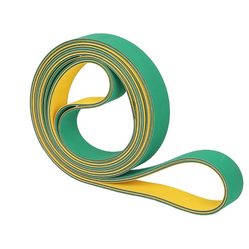 Custom glued yellow-green seamless nylon base belt high-speed transmission belt