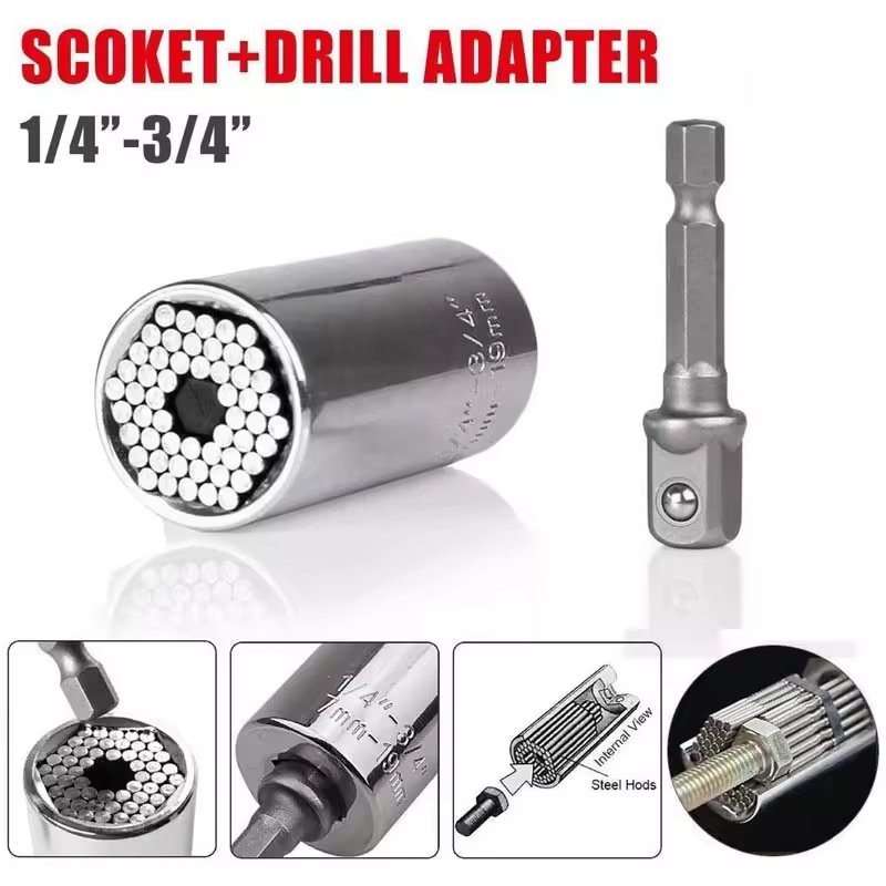 PEXMARTOOLS Universal Socket 3/8" 7-19 MM Tools Gifts Socket Set Power Drill Adapter Universal Socket Auto Repair Hand Tool