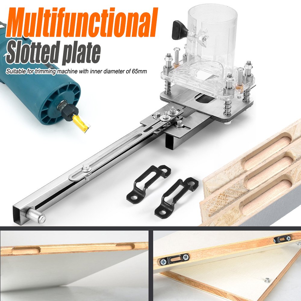 2 In 1 Trimming Machine Connector Slotter Wardrobe Invisible Fastener Hinge Location Hole Opener Mold Woodworking Tools Kit