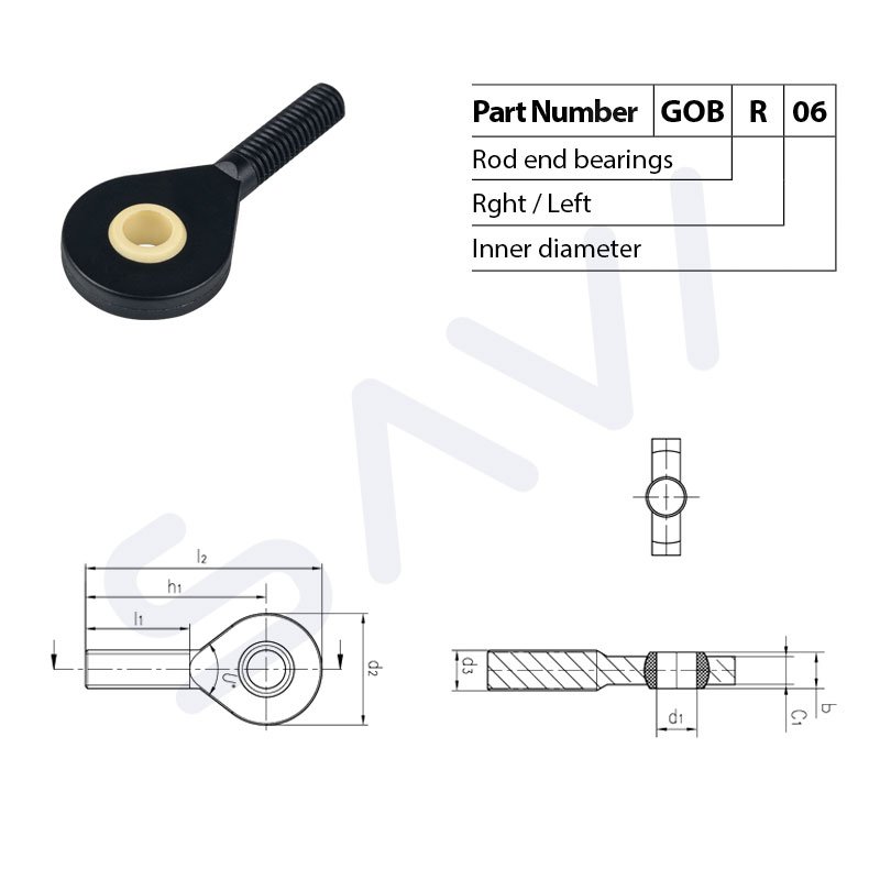 SAVI GOB corrosion resistance simple installation dust resistance Medical equipment Rod end joint bearing, external thread