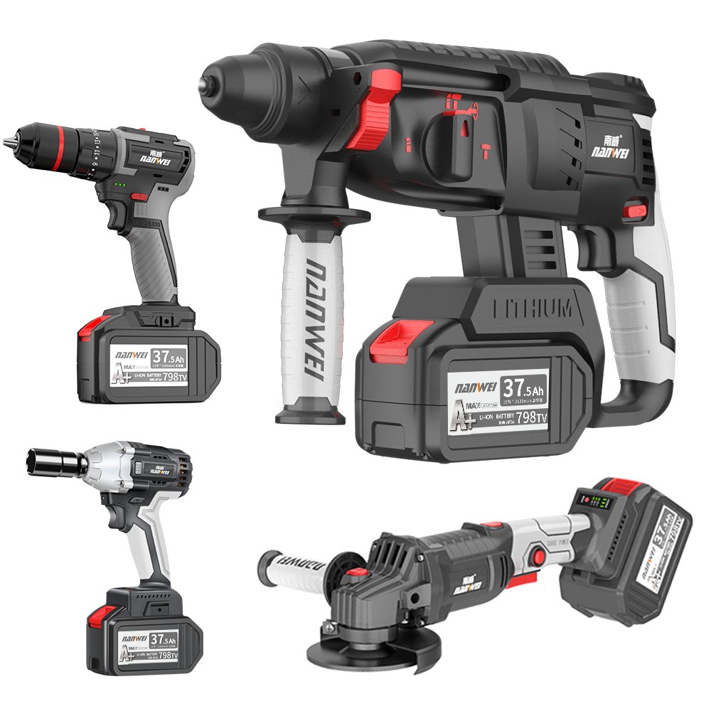 NANWEI tools kit 6.0ah/7.5ah brushless power tools set 3/4 piece set Multiple types of power tools
