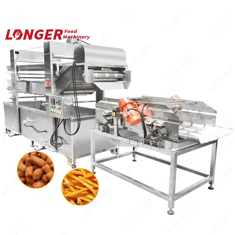 Continuous Automatic Gas Cassava Chips Chin Chin Nuts Fish Belt Frying Oil Filtering Machine Potato Chips Fryer Machine Price