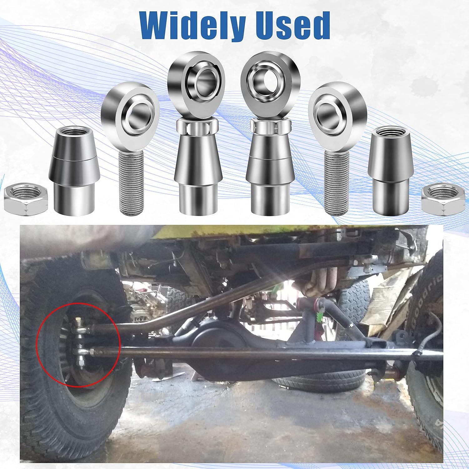 5/8''Heim Joints Rod End Kit, 2 Link 75'' Chromoly Left and Right Hand Thread Heim Joint Set with Tube Adapters & Jam Nuts
