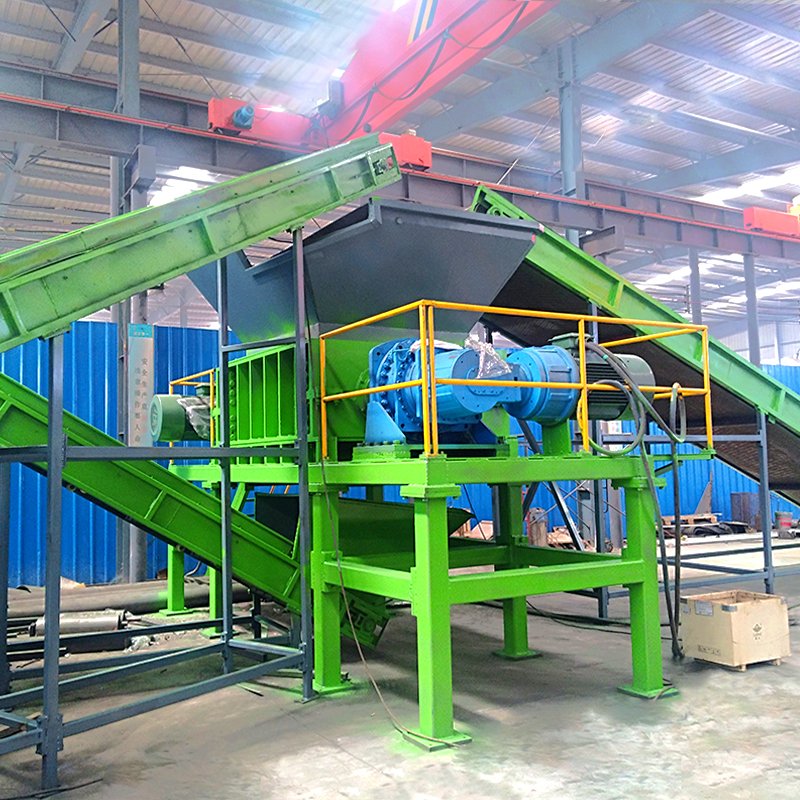Double Axis Waste Tyre Shredder Two Shafts Tire Recycling Line Rubber Tire Recycling Plant Engine Bearing Core for Sale!