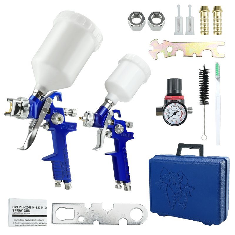Wholesale new products pneumatic spray gun tool box built in H827 H2000 pneumatic spray gun and accessories