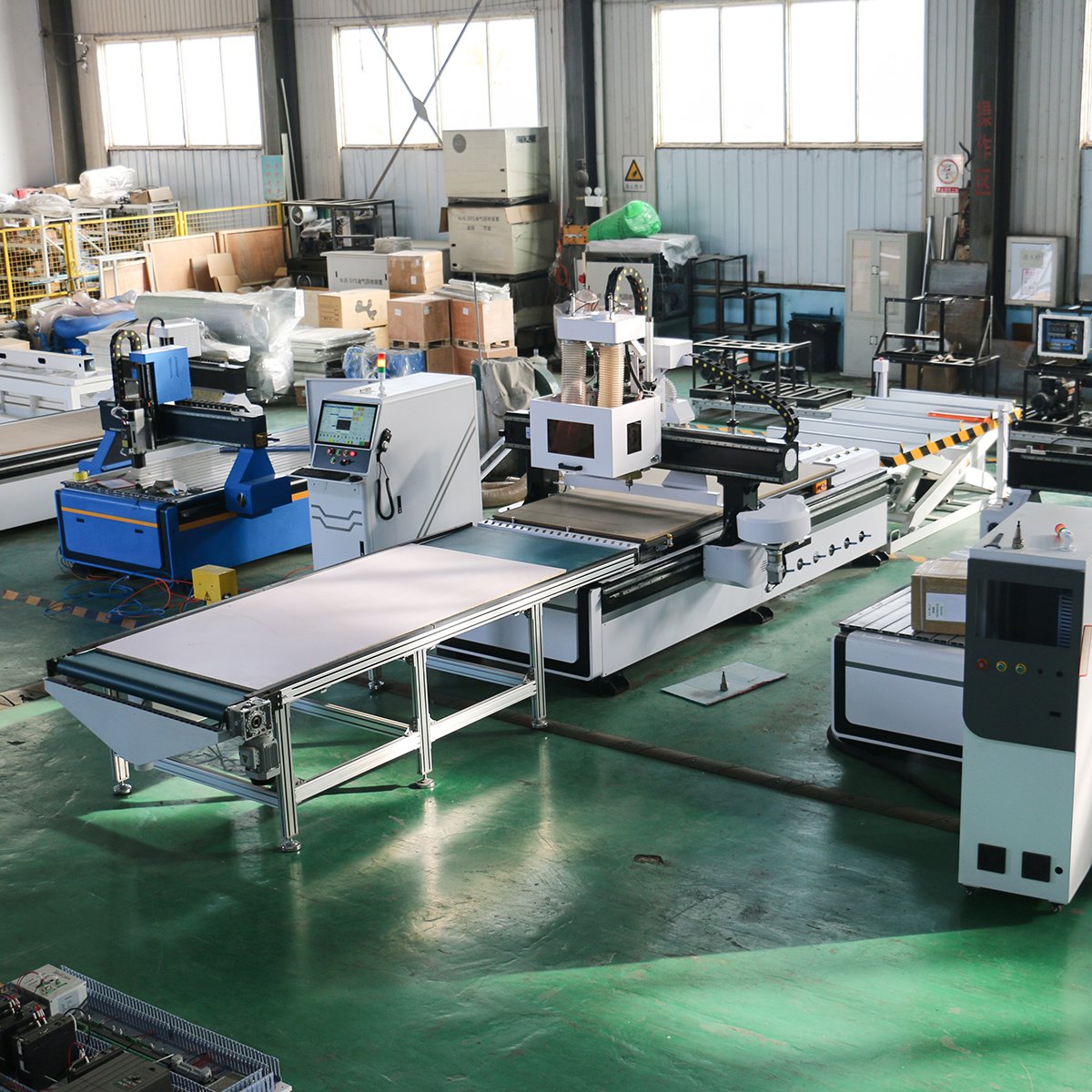 Wood Panel Production Line Nesting Cnc Router Machine with Auto Loading Unloading Table Cnc Router for Furniture Cabinet
