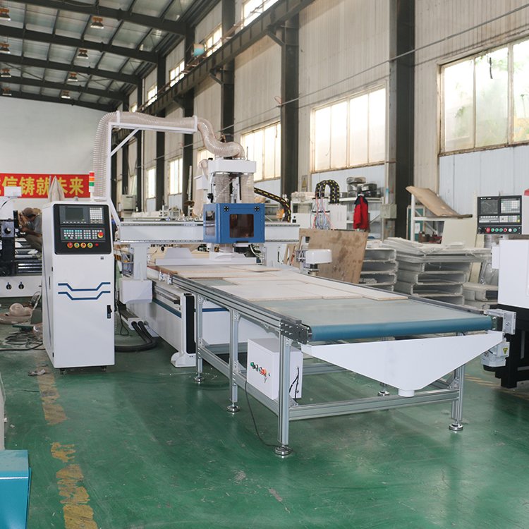 Wood Panel Production Line Nesting Cnc Router Machine with Auto Loading Unloading Table Cnc Router for Furniture Cabinet