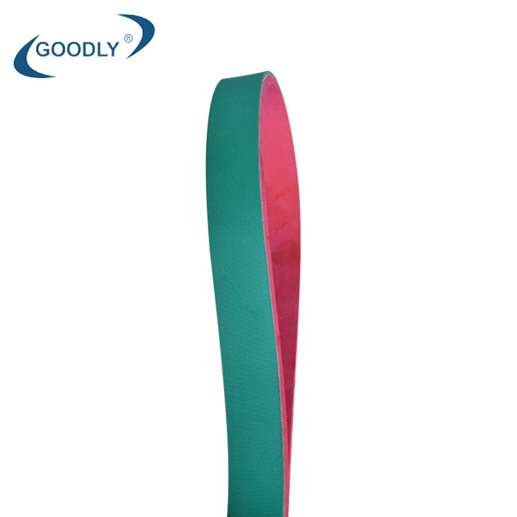 high speed industrial yellow-green nylon sandwich transmission flat belt with red rubber
