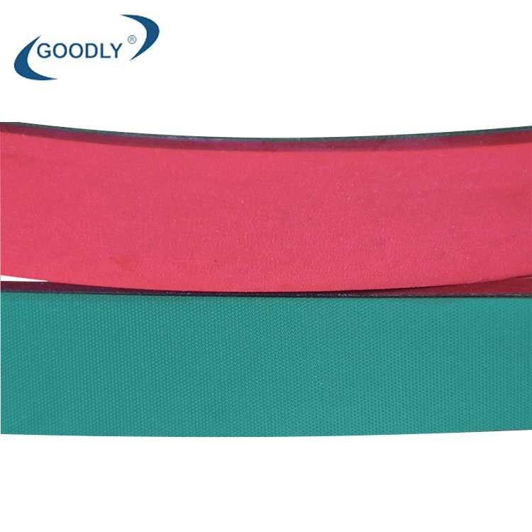 high speed industrial yellow-green nylon sandwich transmission flat belt with red rubber