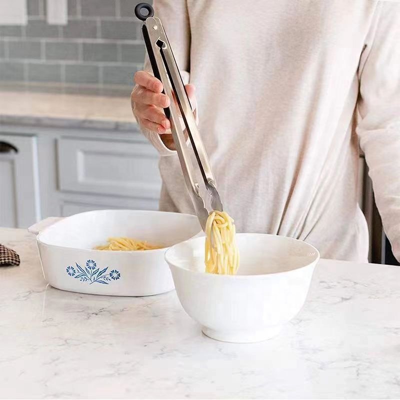 9 inch China Factory Kitchen Utensils Buffet Cooking Tool Bread Clip Pastry Clamp Metal Stainless Steel Food Tongs for Barbecue