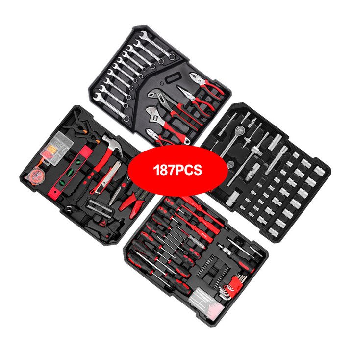187PCS Hand Tool Sets Car Repair Tool Kit Set Mechanical ToolBox Home Socket Steel Wrench Ratchet Screwdriver Kits