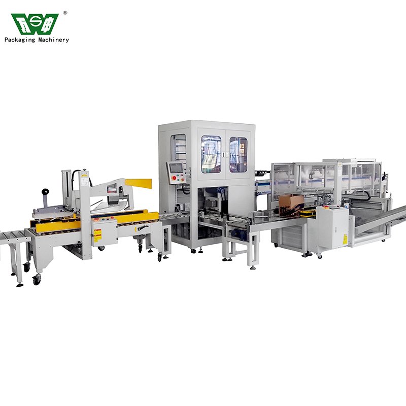 Multi-function case Packer Carton Box Forming Sealing Packing Machine for Food Cosmetic Bag Box Cans with Packaging Line